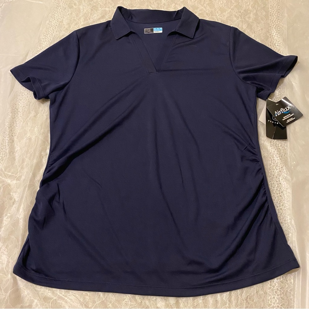 PGA Tour Airflux NWT Mens Navy Blue V Neck Polo Golfing Shirt Size XL